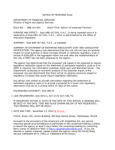 NOTICE OF PROPOSED RULE  DEPARTMENT OF FINANCIAL SERVICES
