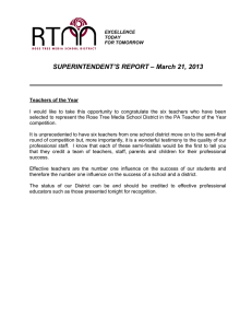 SUPERINTENDENT’S REPORT – March 21, 2013