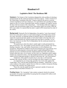 Handout 6-5 Legislative Brief: The Residence Bill  Summary: