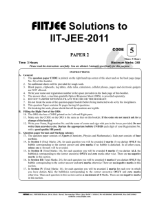 FIITJEE  Solutions to IIT-JEE-2011