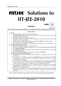 Solutions to  FIITJEE IIT-JEE-2010