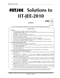 Solutions to  FIITJEE IIT-JEE-2010