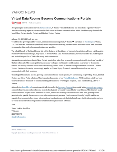 YAHOO! NEWS Virtual Data Rooms Become Communications Portals