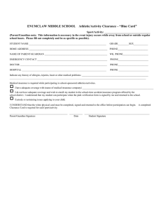 ENUMCLAW MIDDLE SCHOOL    Athletic/Activity Clearance – “Blue...