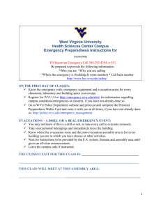 West Virginia University Health Sciences Center Campus Emergency Preparedness Instructions for