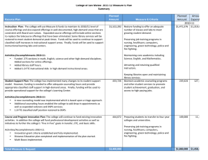 College of San Mateo  2011‐12 Measure G Plan  Summary    Planned 