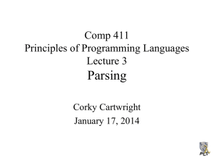 Parsing Comp 411 Principles of Programming Languages Lecture 3