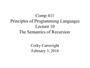 Comp 411 Principles of Programming Languages Lecture 10 The Semantics of Recursion