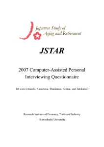 JSTAR  2007 Computer-Assisted Personal Interviewing Questionnaire