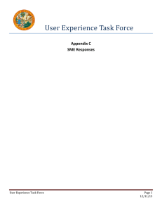 Appendix C SME Responses User Experience Task Force