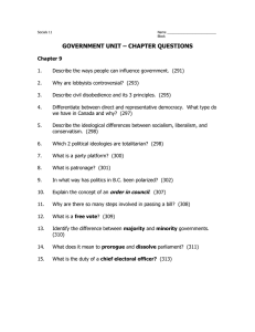 GOVERNMENT UNIT – CHAPTER QUESTIONS
