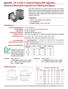 Type AVE Aluminum Electrolytic Capacitors for Filtering and Bypass