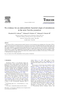 No evidence for an endosymbiotic bacterial origin of tetrodotoxin