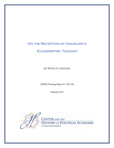 On the Reception of Haavelmo’s Econometric Thought by Kevin D. Hoover