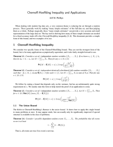 Chernoff-Hoeffding Inequality and Applications Jeff M. Phillips