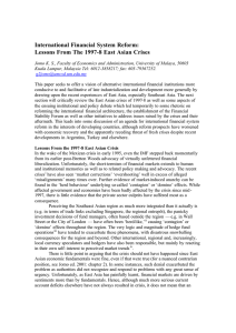 International Financial System Reform: Lessons From The 1997-8 East Asian Crises