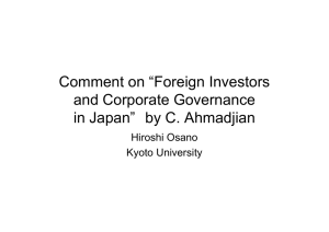 Comment on “Foreign Investors and Corporate Governance in Japan” by C. Ahmadjian