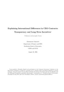 Explaining International Diﬀerences in CEO Contracts: Transparency and Long-Term Incentives