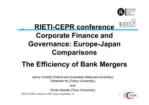 RIETI-CEPR conference Corporate Finance and Governance: Europe-Japan Comparisons