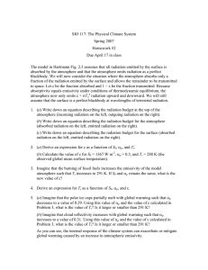 SIO 117: The Physical Climate System Spring 2007 Homework #2
