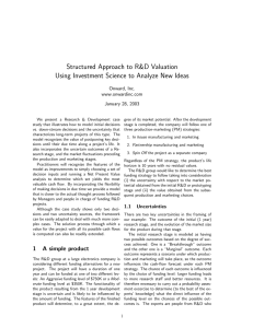 Structured Approach to R&amp;D Valuation Onward, Inc. www.onwardinc.com