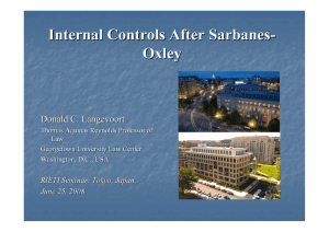 Internal Controls After Sarbanes - Oxley Donald C. Langevoort