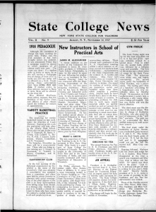 State College News New Instructors in School of Practical Arts 1918 PEDAGOGUE