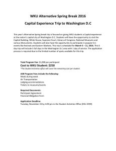 WKU Alternative Spring Break 2016 Capital Experience Trip to Washington D.C