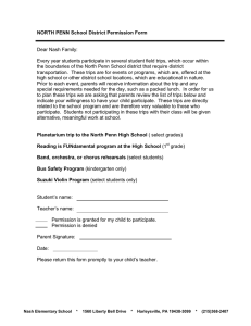 NORTH PENN School District Permission Form  Dear Nash Family: