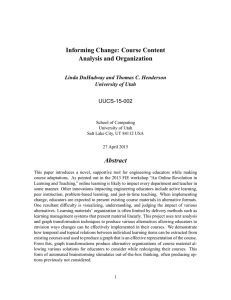 Informing Change: Course Content Analysis and Organization Abstract