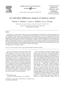 An individual diﬀerences analysis of memory control Journal of Memory and Language