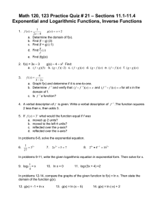 – Sections 11.1-11.4 Math 120, 123 Practice Quiz # 21