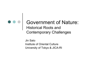 Government of Nature: Historical Roots and Contemporary Challenges Jin Sato