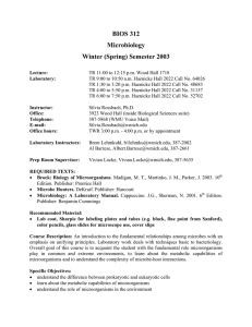 BIOS 312 Microbiology Winter (Spring) Semester 2003