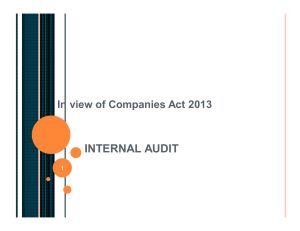 INTERNAL AUDIT  In view of Companies Act 2013 1