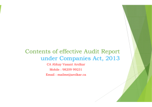 Contents of effecti ve Audit Report p under Comp