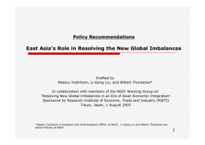 East Asia’s Role in Resolving the New Global Imbalances Policy Recommendations