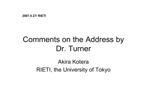 Comments on the Address by Dr. Turner Akira Kotera