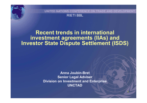 Recent trends in international investment agreements (IIAs) and