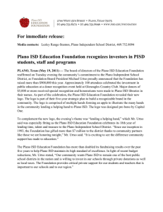 For immediate release: Plano ISD Education Foundation recognizes investors in PISD