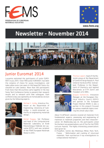 Newsletter - November 2014 Junior Euromat 2014 www.fems.org