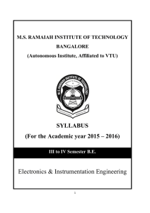 Electronics &amp; Instrumentation Engineering SYLLABUS (For the Academic year 2015 – 2016)