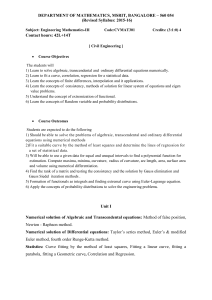 DEPARTMENT OF MATHEMATICS, MSRIT, BANGALORE – 560 054 (Revised Syllabus: 2015-16)