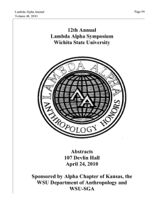 12th Annual Lambda Alpha Symposium Wichita State University Abstracts