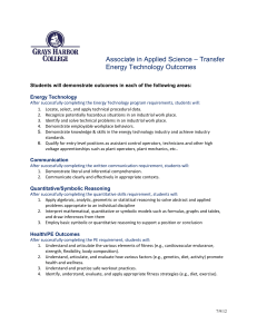 – Transfer  Associate in Applied Science Energy Technology Outcomes