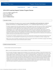 Program Review Submission 2014-2015 Learning Support Centers Program Review