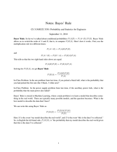 Notes: Bayes’ Rule CS 3130/ECE 3530: Probability and Statistics for Engineers