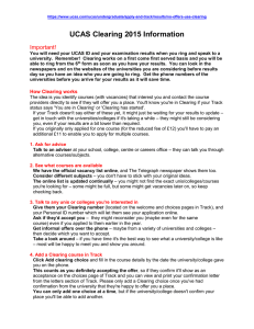 UCAS Clearing 2015 Information Important!