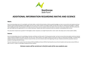 ADDITIONAL INFORMATION REGARDING MATHS AND SCIENCE Maths