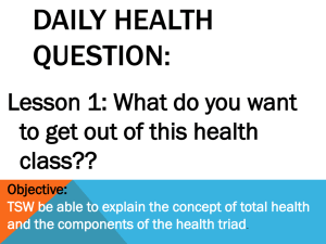 DAILY HEALTH QUESTION: Lesson 1: What do you want